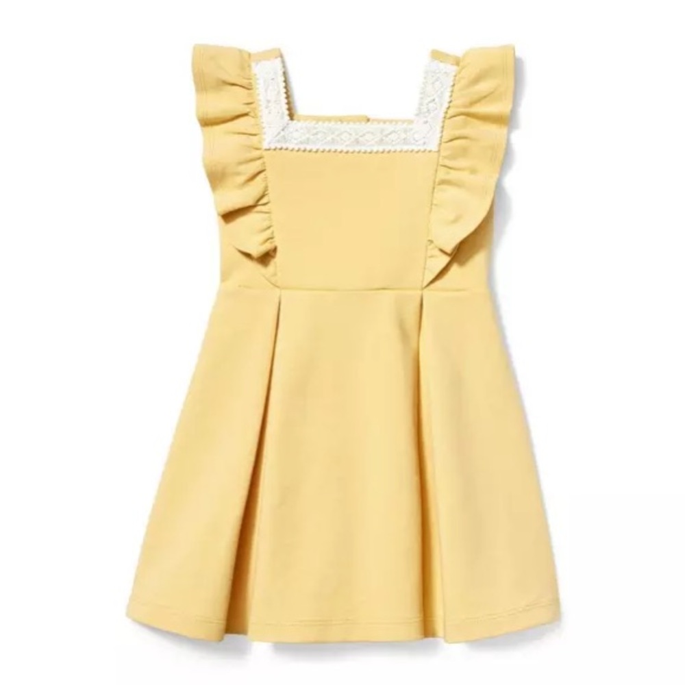 Janie and Jack Ruffle Ponte Dress Girls Size 10 Shortbread Yellow. Twee